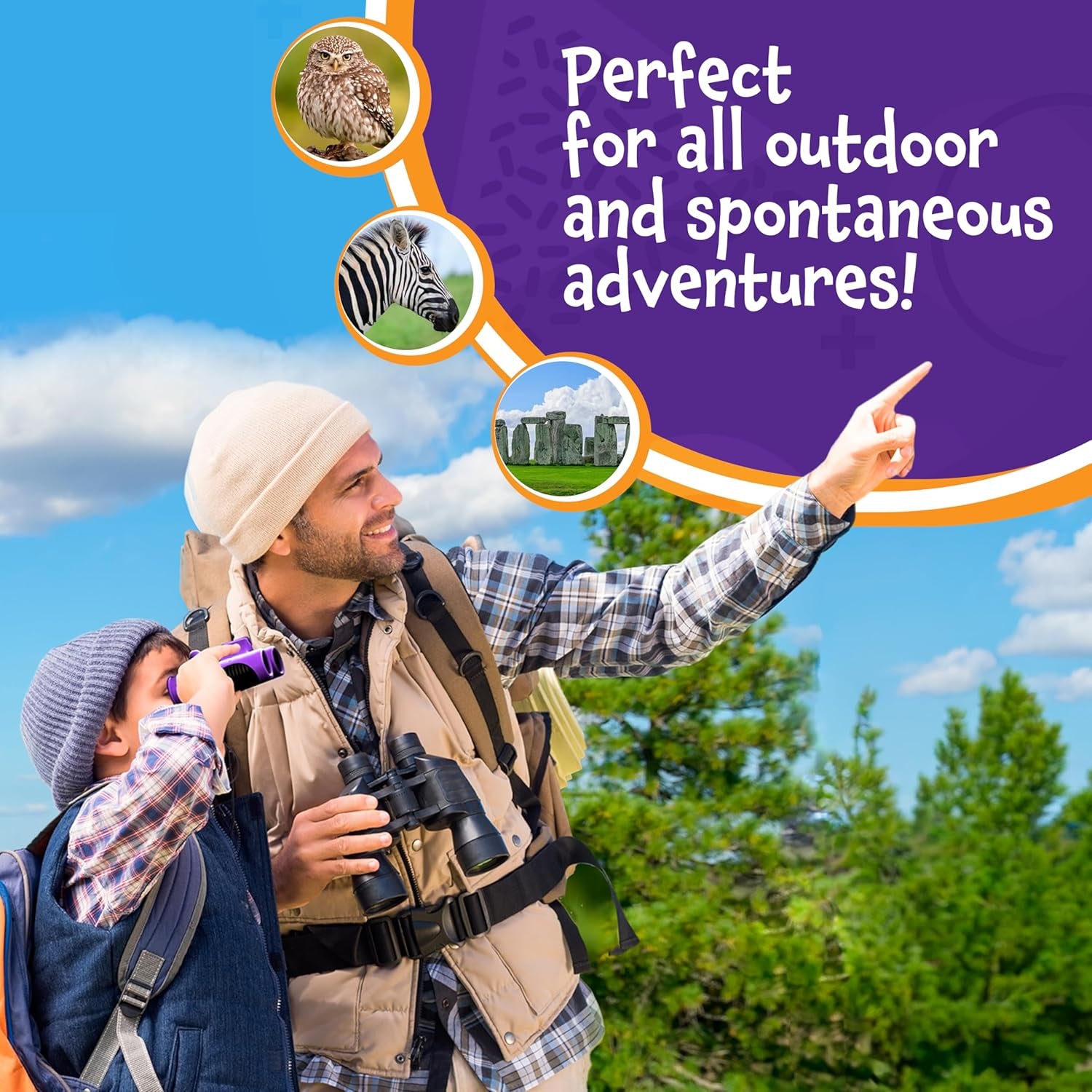 Binoculars for Kids - Small, Compact, Shock-Resistant Toy Binoculars - Learning & Nature Exploration Toys for 4+ Year Old Girls and Boys - Think Peak Toys Kids Binoculars, Blue